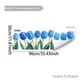 Detalle del vinilo estático para ventana con tulipanes azules medida 30x90cm - Estilo Jardín de Tulipanes Azules (D20942)