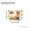 Cute fox and mushroom wall sticker detail showing dimensions 40x30cm for room decor - Little Fox and Mushroom Style (M20607)