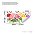 Detalle de las pegatinas estáticas para ventana con flores y mariposas de 30x60 cm - Estilo Rosas Coloridas Mariposa (D20943)