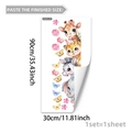 Détail de stickers muraux animaux aquarelle avec girafe, zèbre et dimensions - Pile Animaux Savane (M20251)