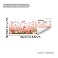 Detalle del vinilo estático para ventana con amapolas rosas y mariposas, dimensiones - Estilo Amapola Rosa Mariposa (D20945)