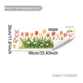 Detalle de dimensiones del vinilo estático para ventanas con tulipanes y mariposas - Estilo Césped Tulipán Mariposa (D20946)