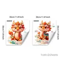 Adesivi per finestre tradizionali cinesi con draghi cartoni animati, set da 2pz 30x30cm - Dragone Cartoon Versione Q (D21871)
