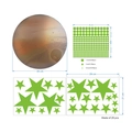 Kit stickers muraux phosphorescents avec lune 30cm, 29 étoiles et 407 points d'ombre - Ensemble Lune et Étoiles (HZY907-A)