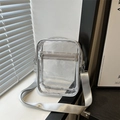 Clear PVC crossbody bag with adjustable silver strap for stadiums and festivals - Silver