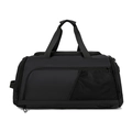 Black large capacity waterproof sports backpack with wet dry separation and mesh pocket - Black