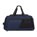 Large capacity dark blue gym bag with breathable mesh pocket and waterproof fabric - Blue