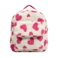 Zaino di peluche con motivo mucca bianco e macchie a forma di cuore rosa acceso - Rosa