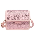 Pink rhinestone shoulder bag with adjustable strap and sparkly crystal embellishments - Pink