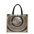 Borsa tote in PVC trasparente con motivo mandala e pannelli laterali in juta intrecciata - Stile Mandala del Sole