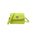 Bolso bandolera verde neón con pespuntes ondulados y adorno de mariposa plateada - Verde