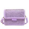 Purple mini square bag with full rhinestones, golden hardware and adjustable strap - Purple