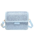 Light blue crossbody bag with rhinestone gradient finish and gold metal hardware - Blue