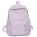 Mochila minimalista de nailon lavanda con compartimento principal y tiradores de cremallera - Morado