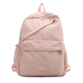 Minimalist light pink nylon school backpack for students with multiple pockets - Pink