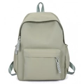 Minimalist bean green student backpack with adjustable straps and front zipper pocket - Green