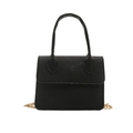 Schicke schwarze Handtasche mit Lychee-Struktur und goldener Kette für Damen - Schwarz
