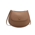 Braune Satteltasche aus Kunstleder mit matter Oberfläche und rotem Innenfutter - Khaki