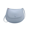 Minimalistische eisblaue Satteltasche für Damen mit Lederriemen und Druckknopfverschluss - Blau