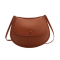 Fashionable tan saddle shoulder bag for women with matte finish and flap closure - Brown