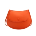 Chic bright orange faux leather saddle bag with chain strap and matching snap button - Orange