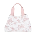 Pink butterfly print tote bag for women with stylish star patterns and wide handles - Pink
