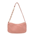 Pink corduroy shoulder bag featuring a decorative pink acrylic chain and strap - Pink