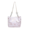 Bolso tote lavanda con estampado de mariposas y cadena metálica para uso diario - Rosa