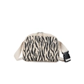Borsa trucco zebrata crema con paillettes nere e tracolla in tessuto regolabile - Stampa Zebra Nera