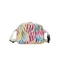 Borsa a tracolla in paglia con motivo zebra arcobaleno colorato e tracolla in tessuto bianco - Zebra Colorato