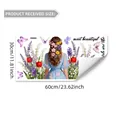Detailed view of girl with flowers and butterflies wall decal, size 30x60cm adhesive sticker - Girl Flower Pattern Style (M20479) / 30*60cm