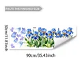Detail of blue iris flowers and purple butterfly wall stickers with size 30x90cm - Blue Iris Butterfly Style (M20480) / 30*90cm