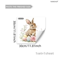 Detailed sheet of Easter static window clings with bunny and colorful eggs 30x30cm - Realistic Brown Rabbit & Rose (D21432) / 30*30cm