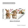 Detailed sheet of Easter bunny and carrot window stickers showing 30x60cm dimensions - Forest Rabbit & Butterfly Set (D21433) / 30*60cm