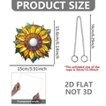 Detaillierte Maße der 2D-Acryl-Sonnenblume als Anhänger mit einer Metallkette - Sonnenblumen-Stil (DP20041)