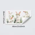 Detail view of Easter bunny window stickers with dimensions 60x30cm on white backdrop - Three White Rabbits Style (D21434) / 30*60cm