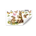 Easter bunny and colorful butterflies window stickers double-sided electrostatic decals - Realistic Rabbit with Wreath (D21435)