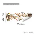Detail view of Easter window stickers featuring cute bunnies, floral wreaths and eggs - Easter Forest Panorama (D21438)