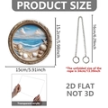 Détail du pendentif plat en acrylique océan montrant les dimensions de 15cm de diamètre - Style Coquillage Étoile de Mer (DP20052)