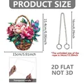 Spécifications de taille de l'ornement 2D plat en acrylique avec motif floral papillon - Style Panier de Fleurs Papillon (DP20054)