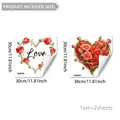 Detailed view of two 30cm watercolor rose heart static stickers with Love text - Rose Heart Style (D21411) / 30x30cm*2 Sheets