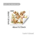 Detailed view of Easter rabbit window stickers with 40x30cm size specifications - White Rabbit and Watercolor Egg Style (D21443)