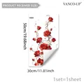 Detail of static cling window sticker with red white roses and heart patterns for Valentines - Red and White Rose Bush Style (D21412) / 30x50cm