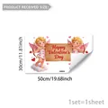 Detail view of Valentine's Day static window clings with Cupid and heart illustration - Cupid Happy Valentine's Day Style (D21414) / 30x50cm