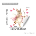 Detail of 30x30cm Cupid bunny window sticker with watercolor pink hearts for Valentine decor - Cupid Rabbit (D21403) / 30*30cm