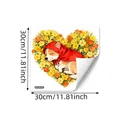 Detail view of heart-shaped static window cling with corgi and flowers, 30x30cm size - Corgi in Heart Flowers (D21404) / 30*30cm