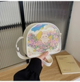 White canvas crossbody bag with cute rabbit tulip illustration and adjustable strap - Cute Rabbit Style (200)