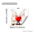 Detailed size guide for 30cm square watercolor gnome stickers with red heart design - Gnome Hugging Heart Style (D21417)