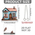 Especificaciones de tamaño para colgante de casa plano en acrílico 2D con cadena de metal - Estilo Casa Azul Rosa (DP20088)