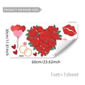 Detailed sheet of Valentine static window clings with rose hearts and size specifications - Romantic Rose Gift Box Balloon Set Style (D21419)
